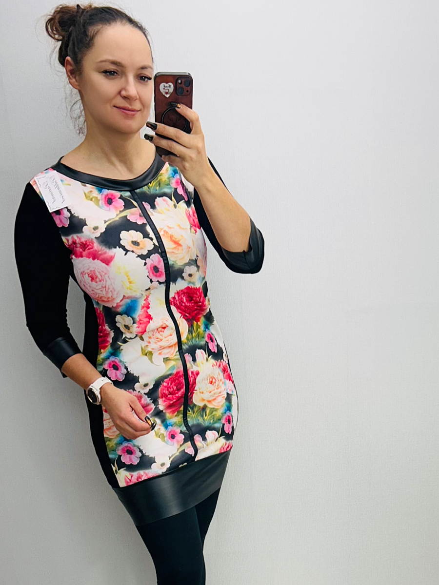 IMG_6445.jpg Lillede ja nahksete detailidega tuunika/kleit - Image 1