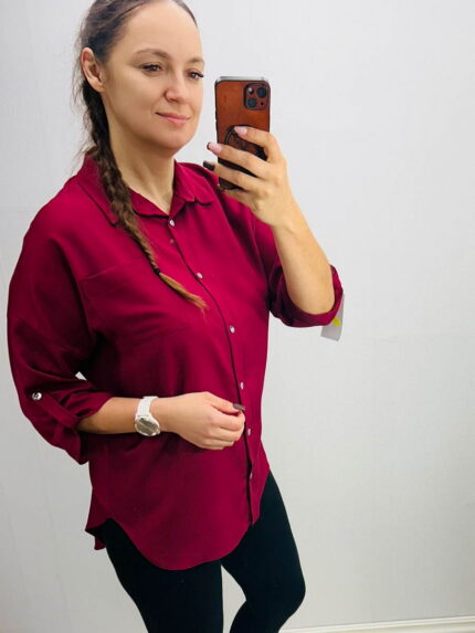 Ühevärviline eest nööbitav pluus - Image 3