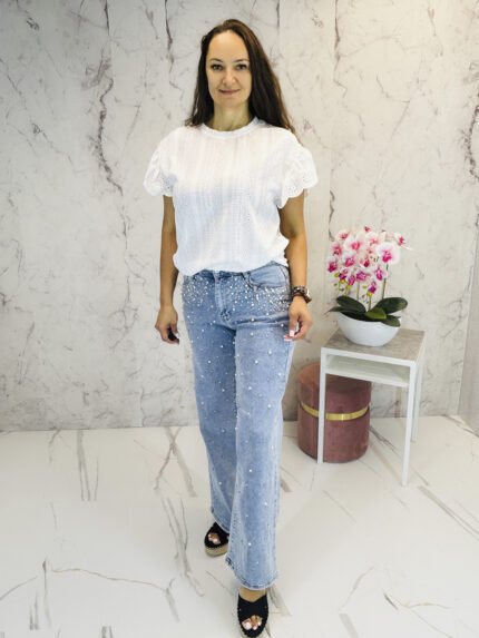 Pärlitega teksased wide leg - Pilt 3